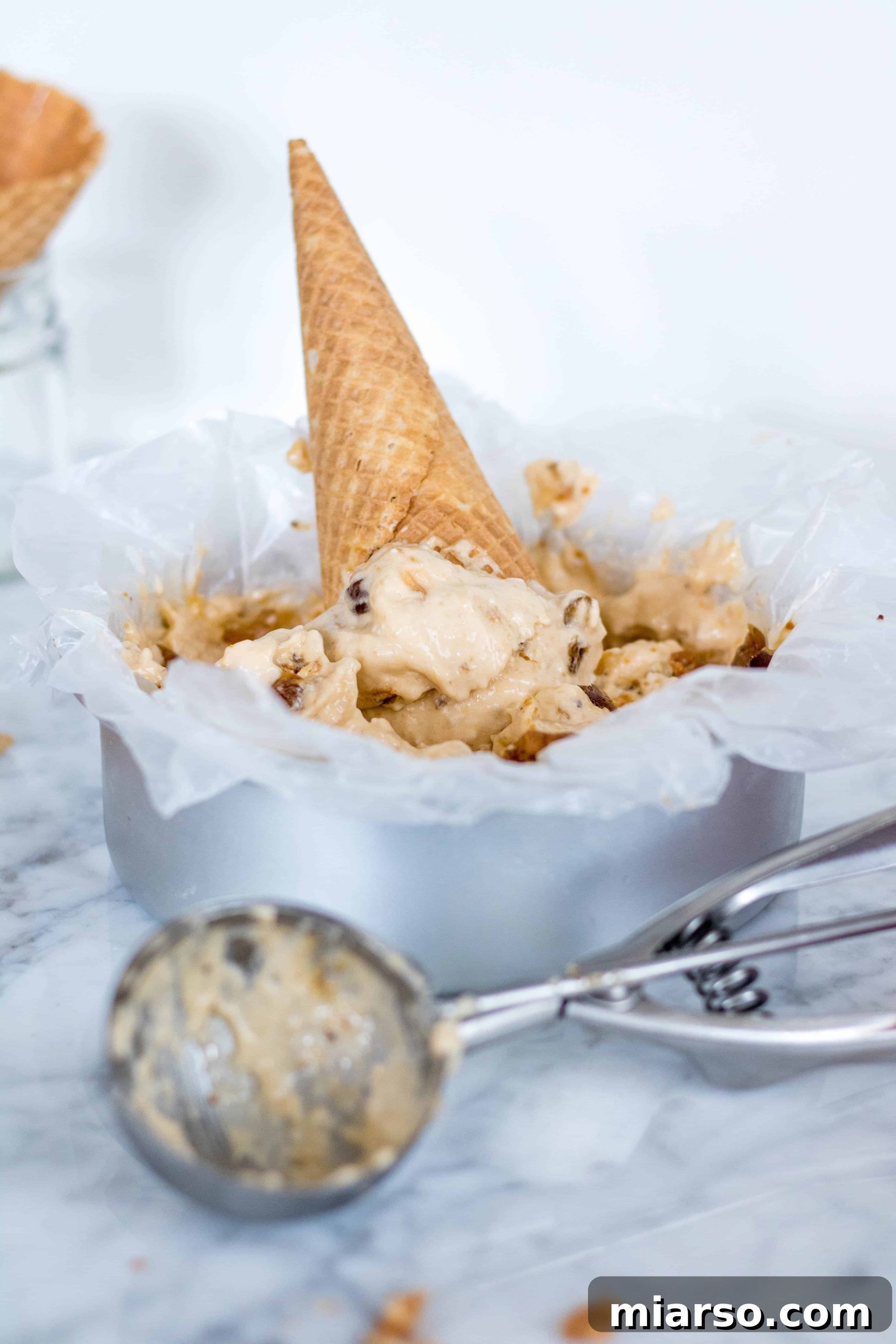 Creamy Vegan Biscoff Date Plantain Nice Cream 5 Finished Vegan Biscoff and Date Plantain Ice Cream, ready to be served