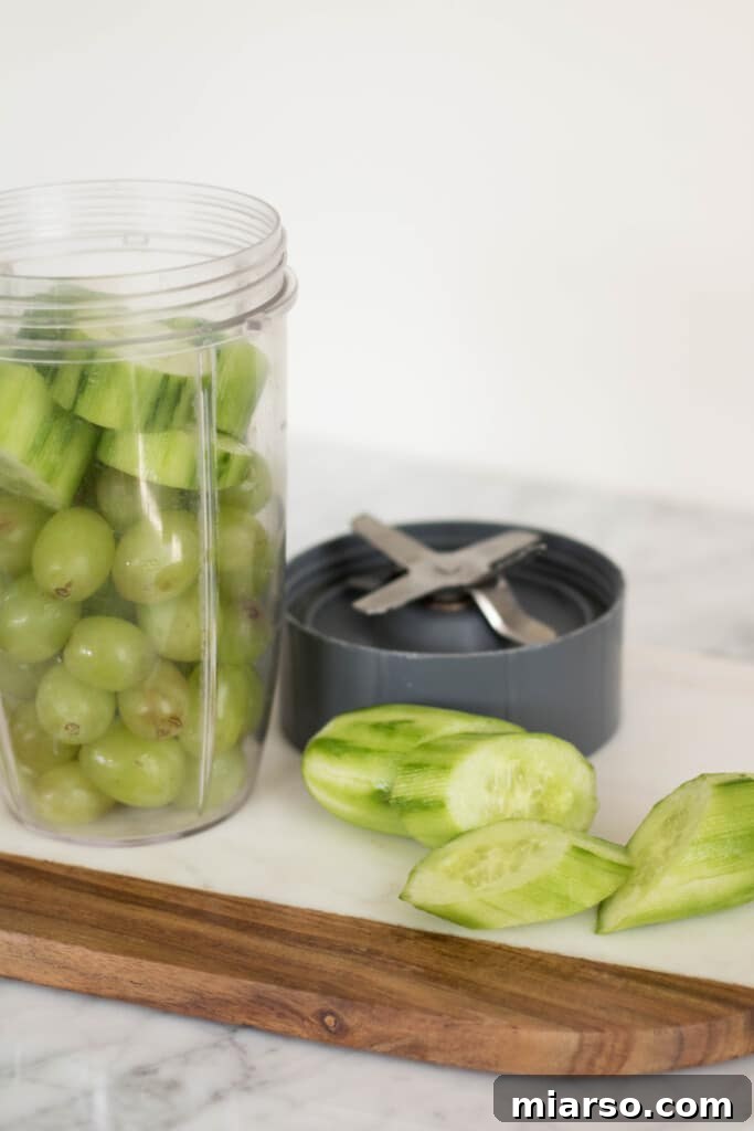 Fresh green grapes, key ingredient for a refreshing cooler.