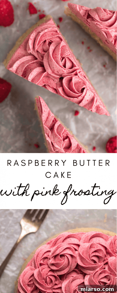Raspberry Bliss Cake with Silky Buttercream 13 Raspberry butter cake with raspberry frosting recipe card