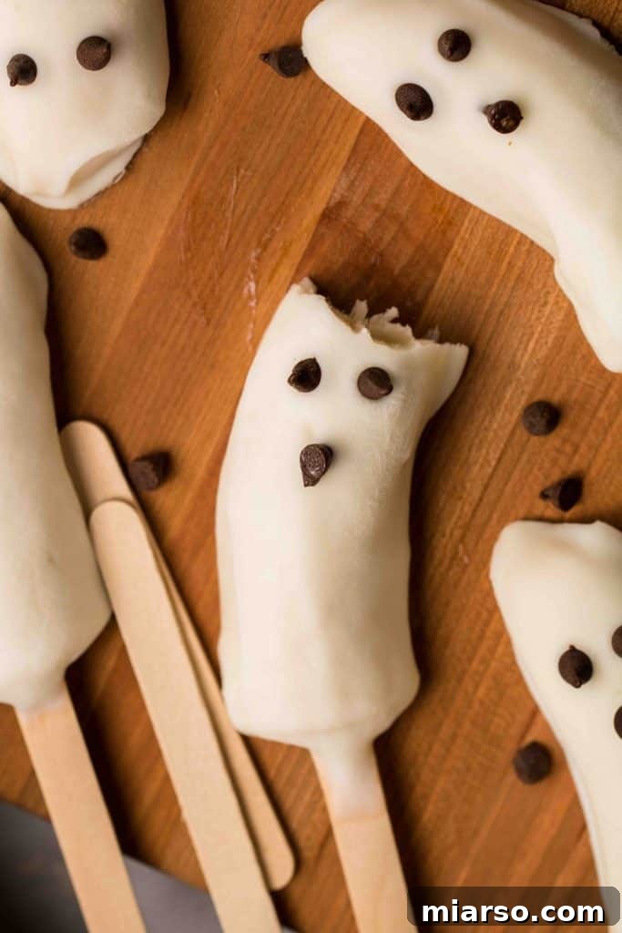 Close-up of a delightful Boonana frozen banana ghost