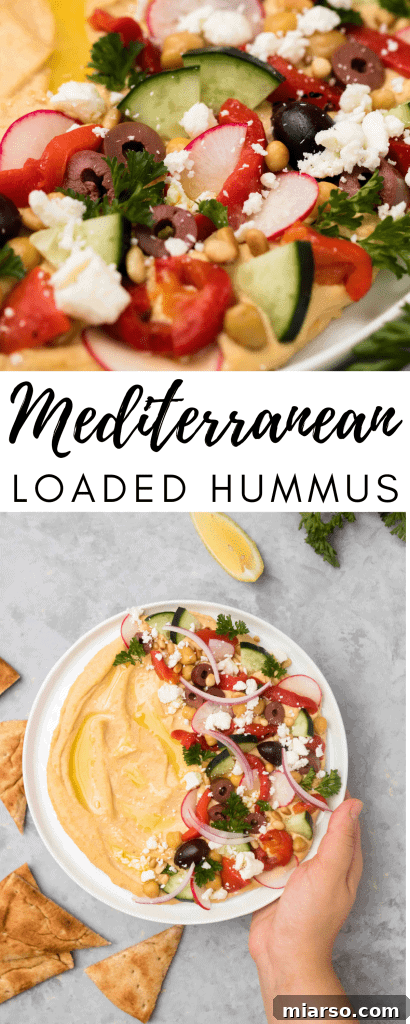Effortless Mediterranean Hummus Platter 12 Beautifully styled image of Mediterranean Loaded Hummus for Pinterest