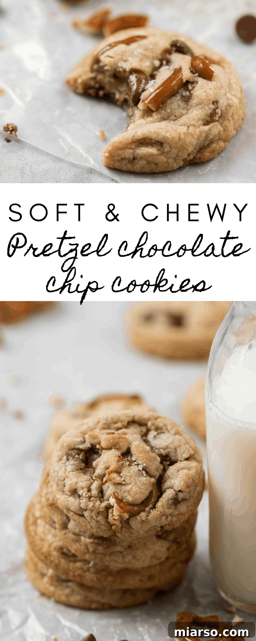 Pinterest graphic: Easy Pretzel Chocolate Chip Cookies