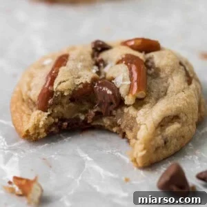 Soft and chewy chocolate chip cookies with pretzels