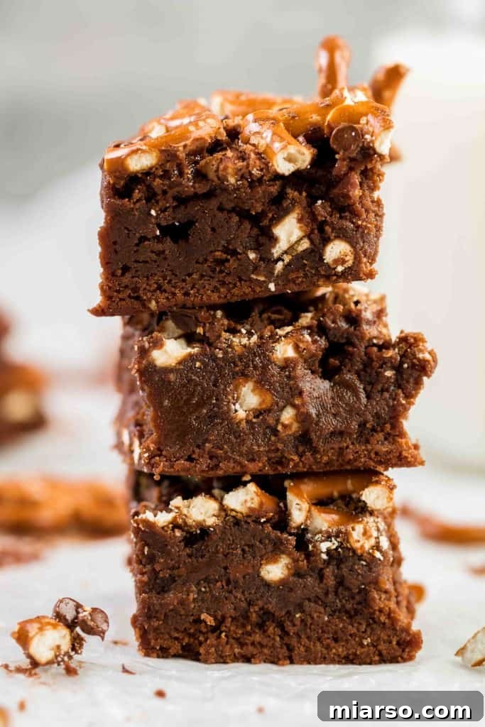 Fudgy Pretzel Brownies without Cocoa Powder
