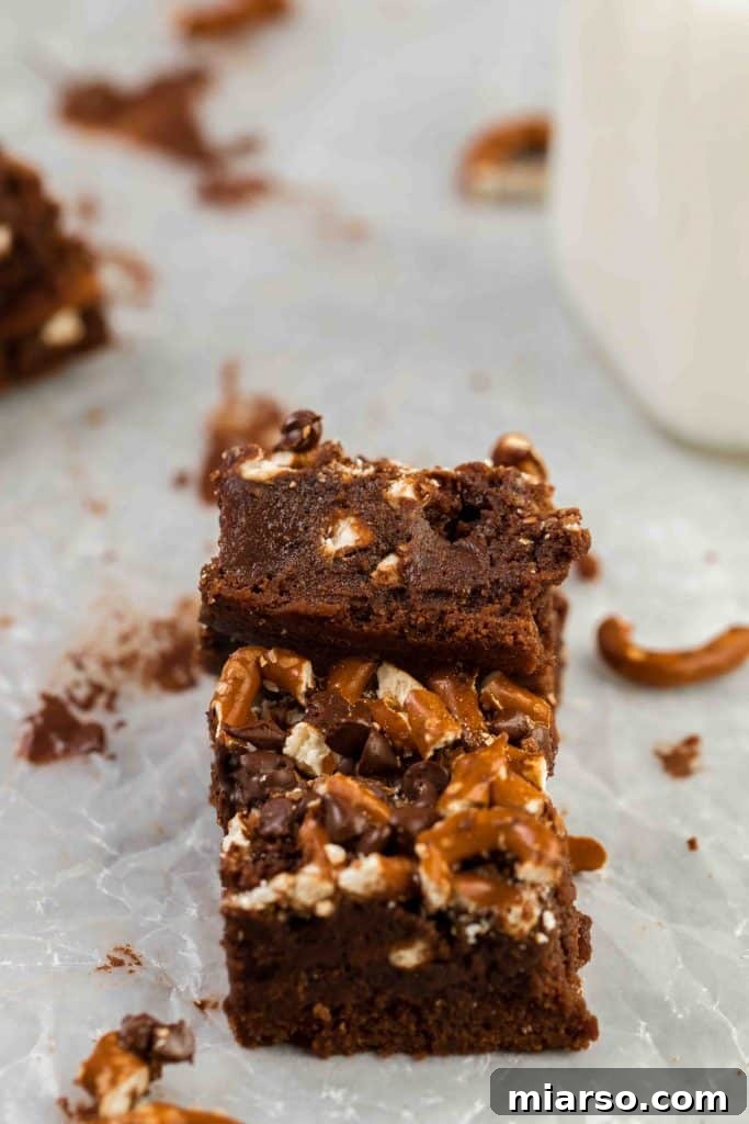 Delicious no cocoa powder pretzel brownies