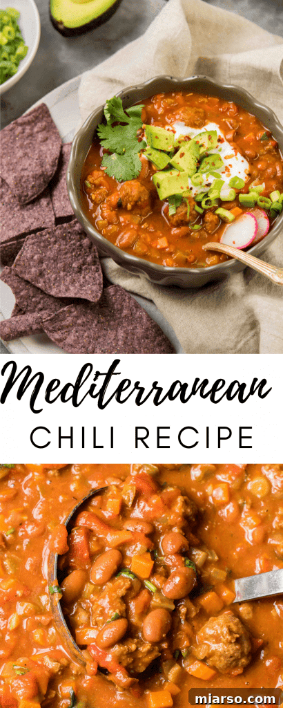 Pinterest graphic for Mediterranean chili recipe