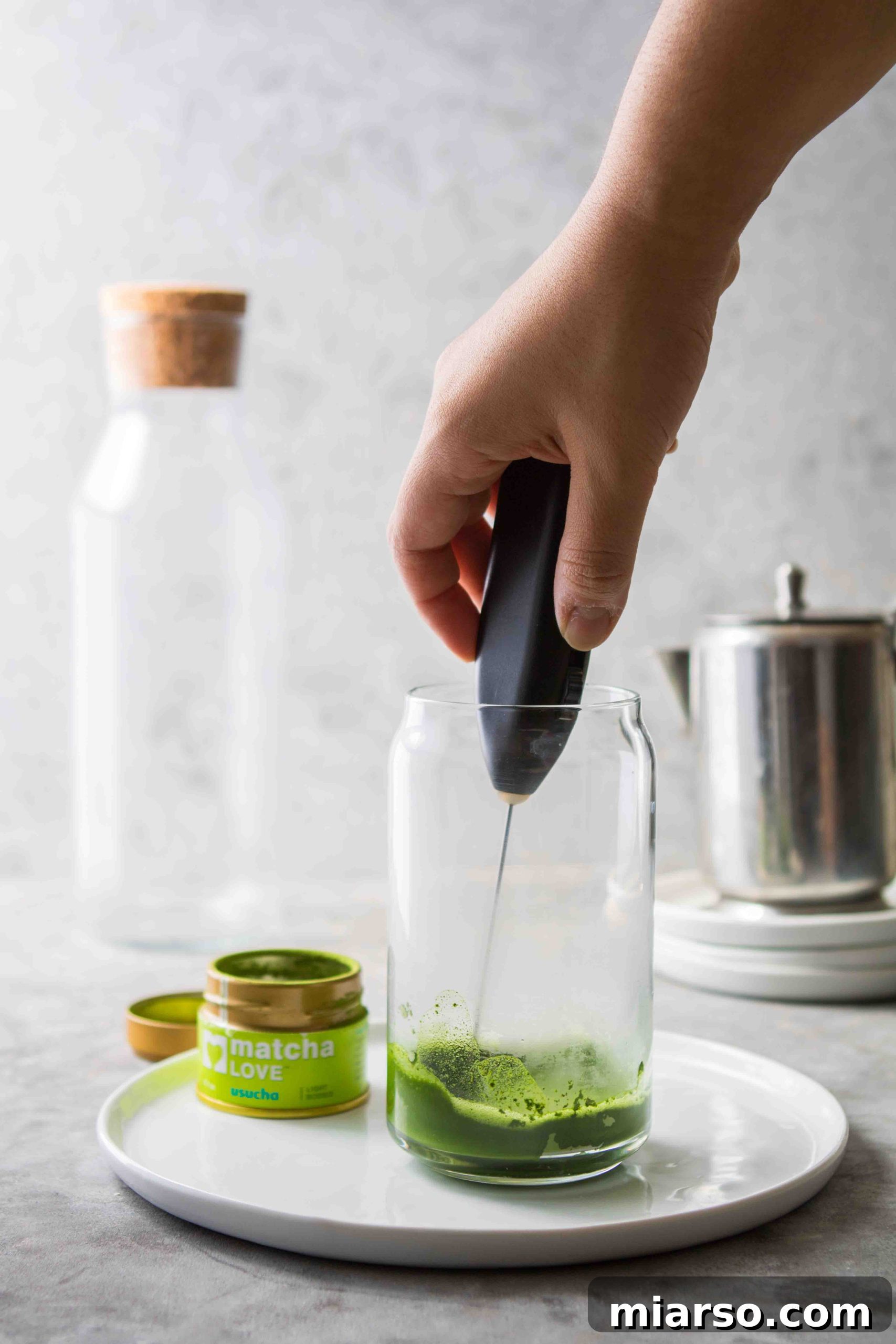 Simple DIY Starbucks Iced Matcha Latte 6 Frothing step to make iced matcha green tea latte