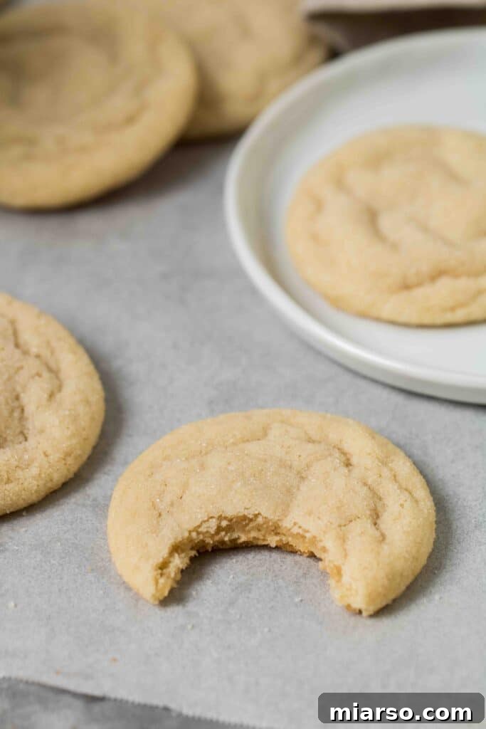 A delicious soft sugar cookie with a bite taken out, revealing its tender, perfectly baked interior.