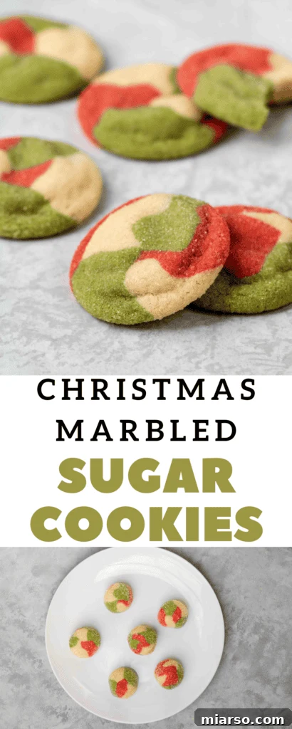 Marbled Christmas sugar cookies with a focus on their unique swirling patterns, perfect for a Pinterest pin.