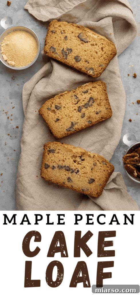 3 slices of pecan maple loaf on a napkin collage for Pinterest, highlighting texture