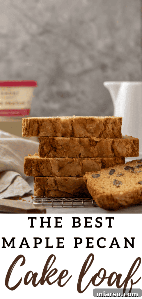 Stacked maple loaf slices, close-up for Pinterest