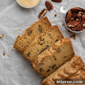 Overhead shot of maple pecan bread slices