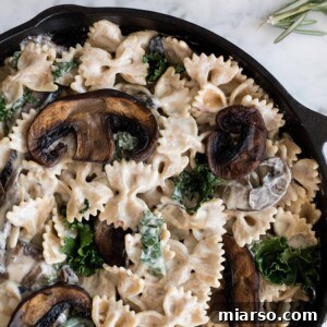 Vegan creamy mushroom pasta, a delicious and healthy plant-based meal.