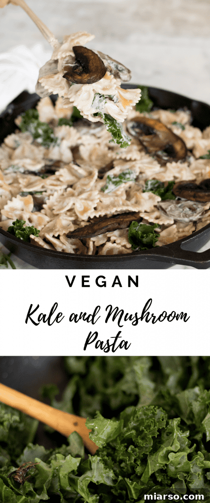 Pinterest-ready image of vegan creamy mushroom pasta with a focus on its appetizing texture.