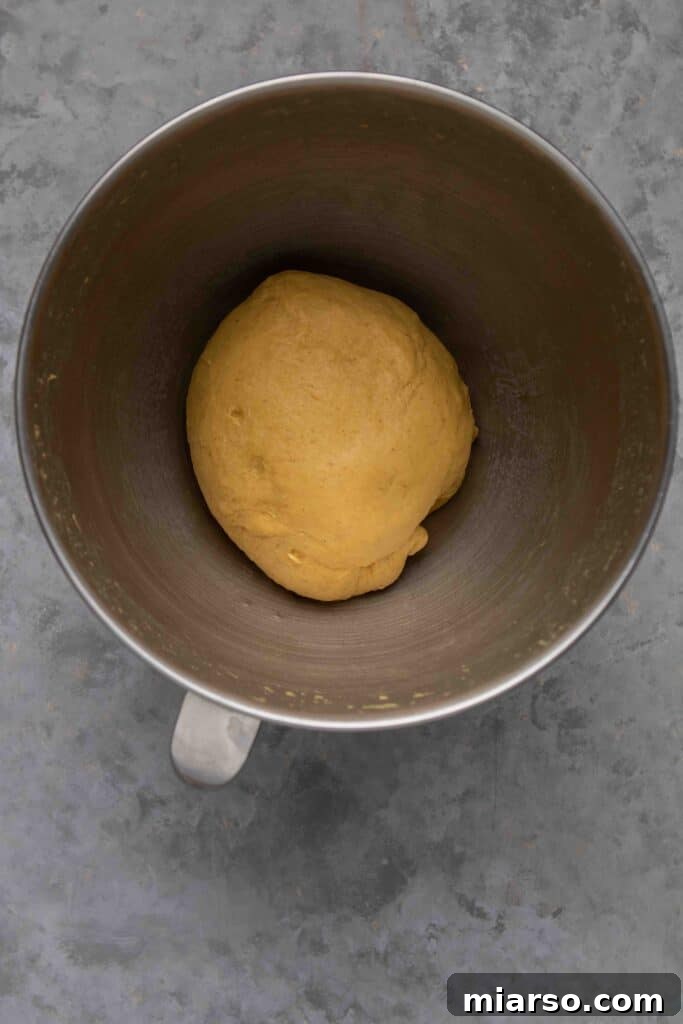 Mixing dough with hook attachment