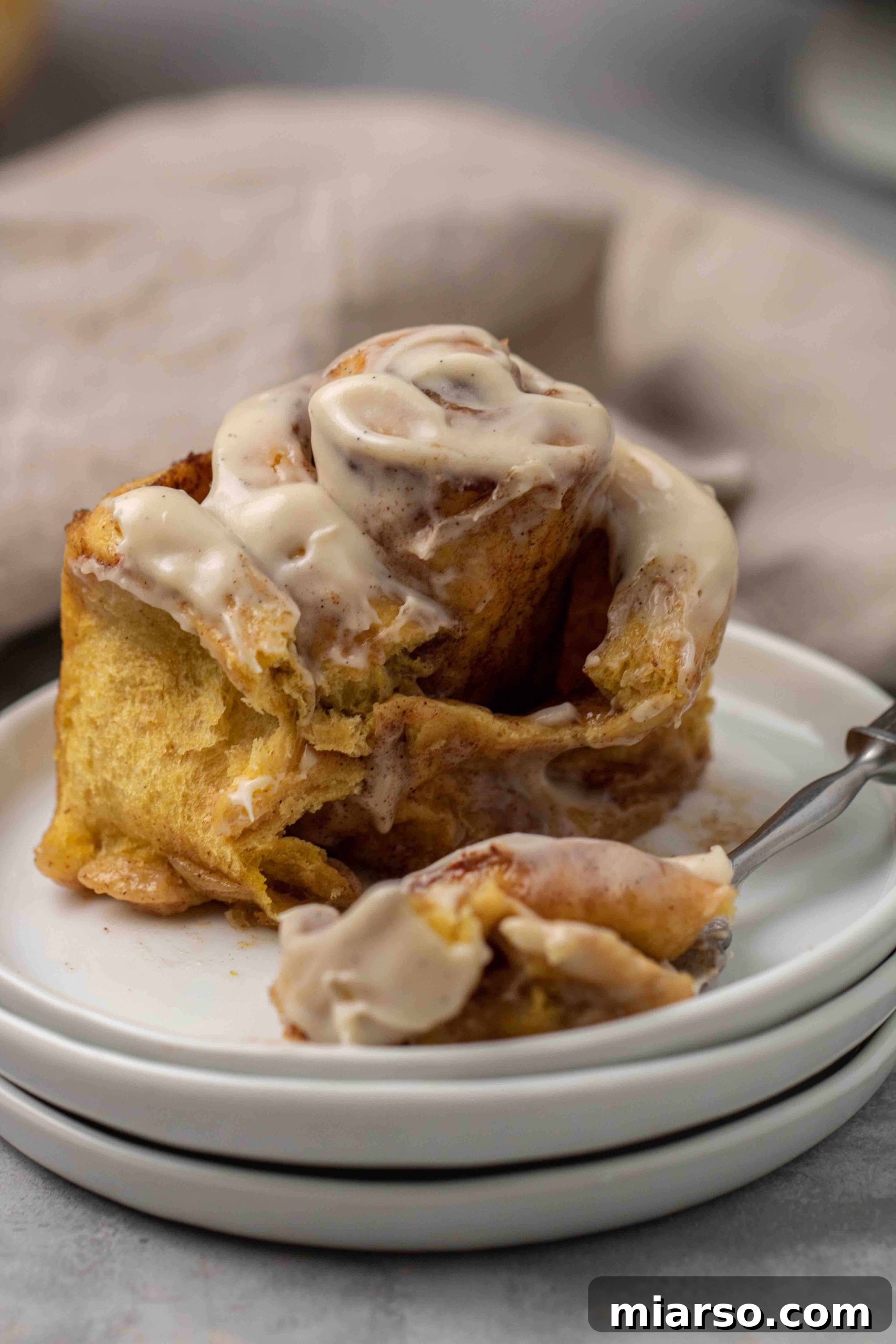 Perfectly sliced pumpkin cinnamon rolls before proofing
