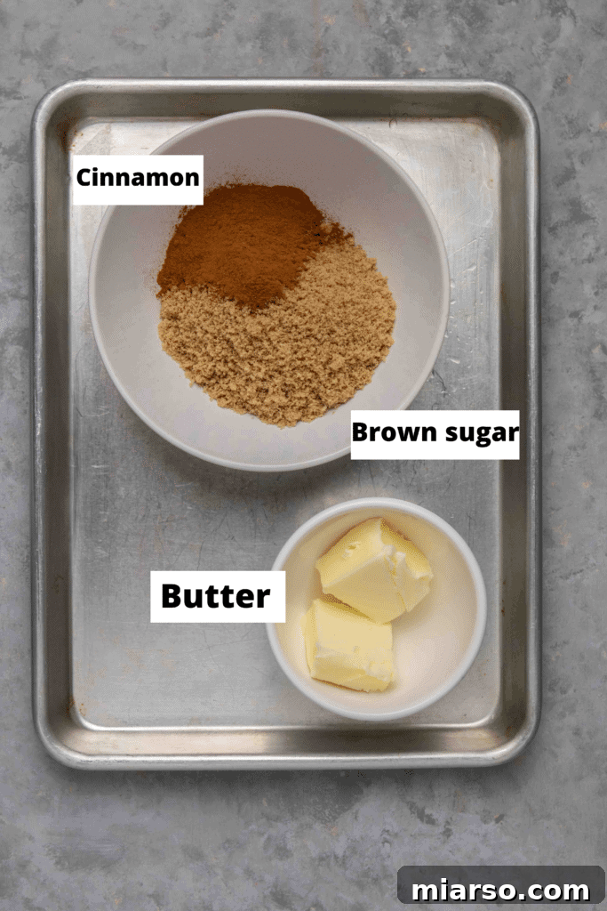 Ingredients for cinnamon roll filling