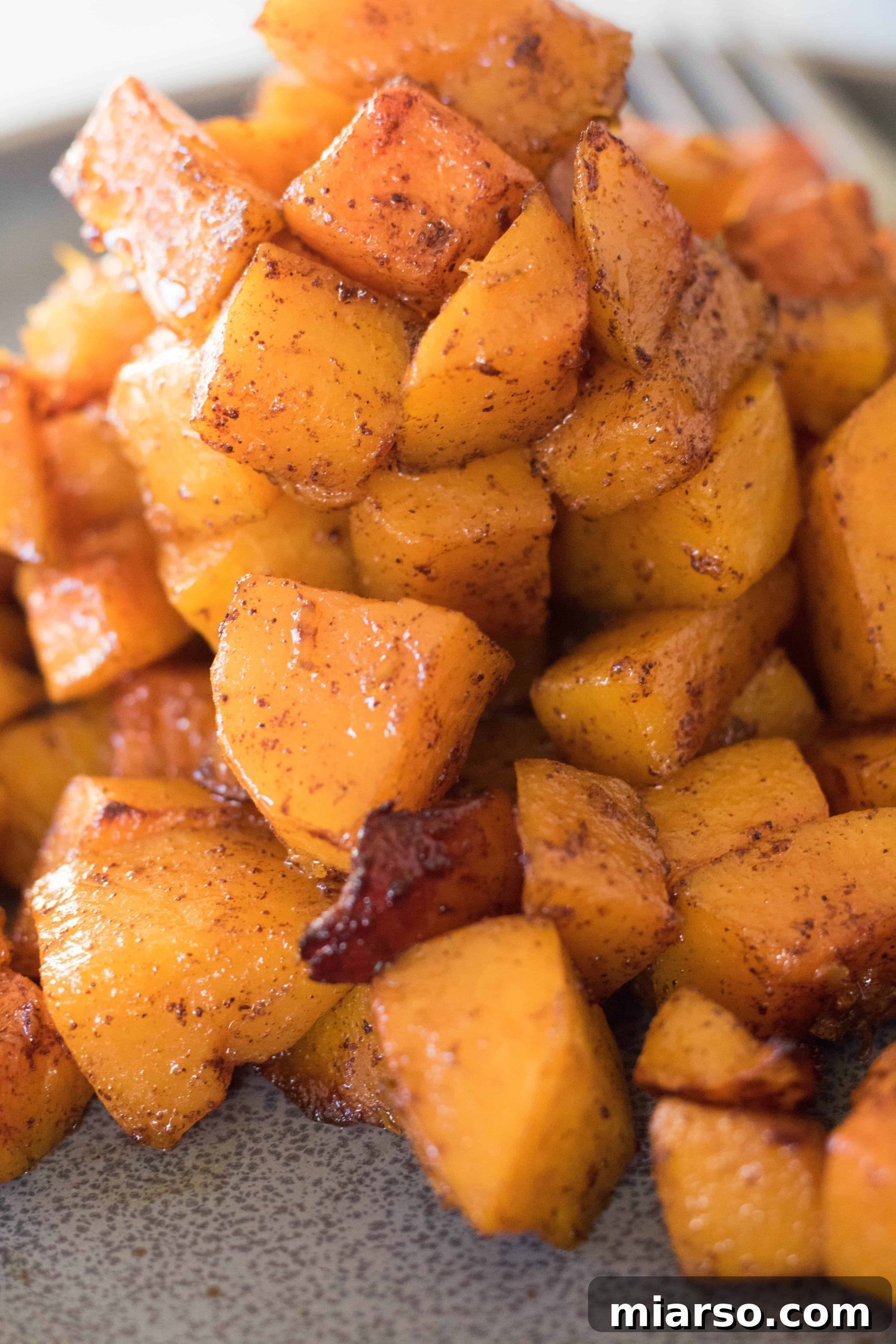 Honey Roasted Butternut Squash for two served in a small dish