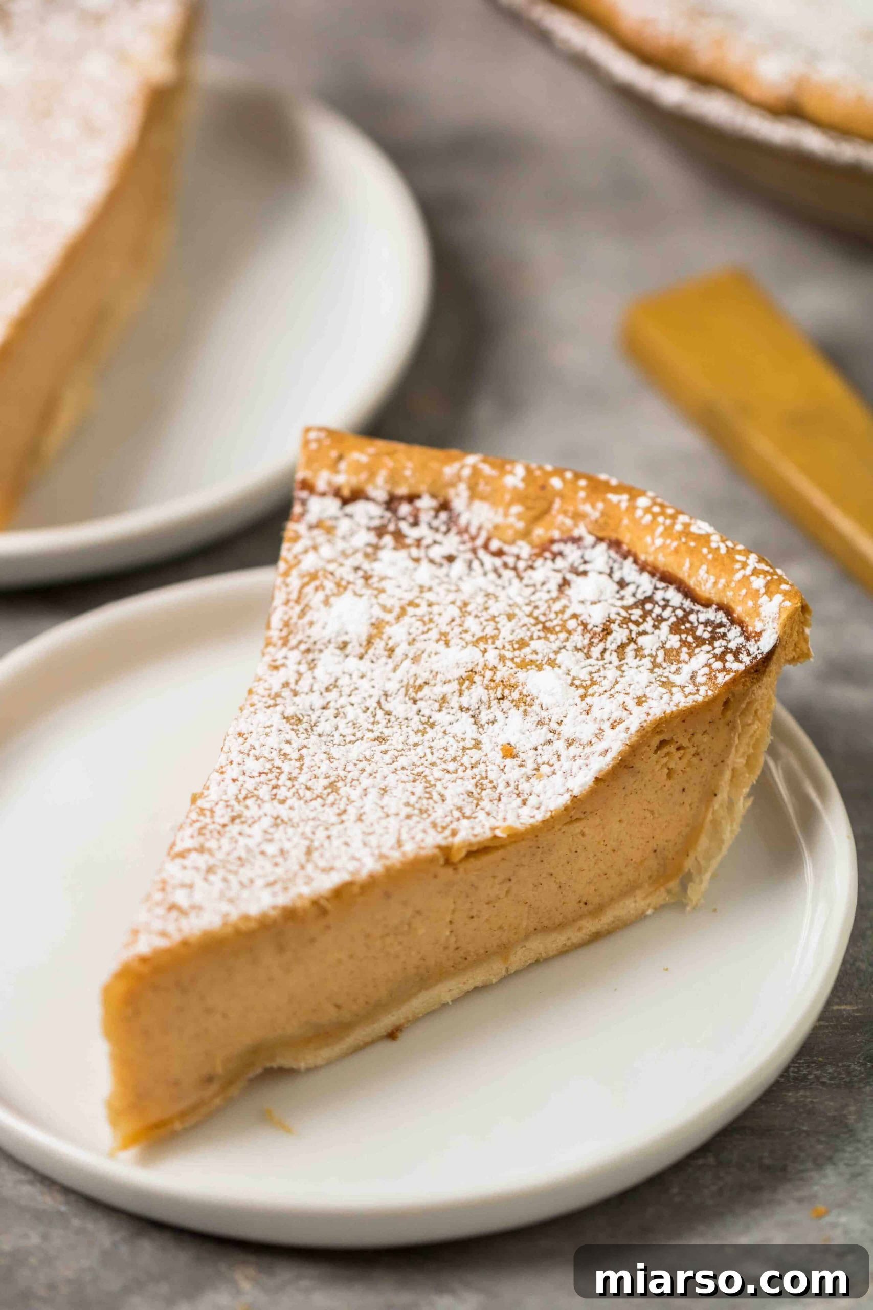 Slice of Sweet Potato Pie for Thanksgiving on a plate