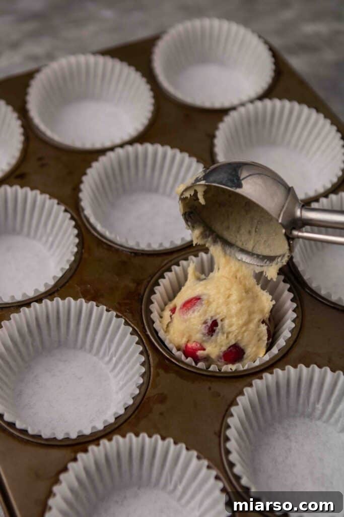 step by step to make cranberry muffins