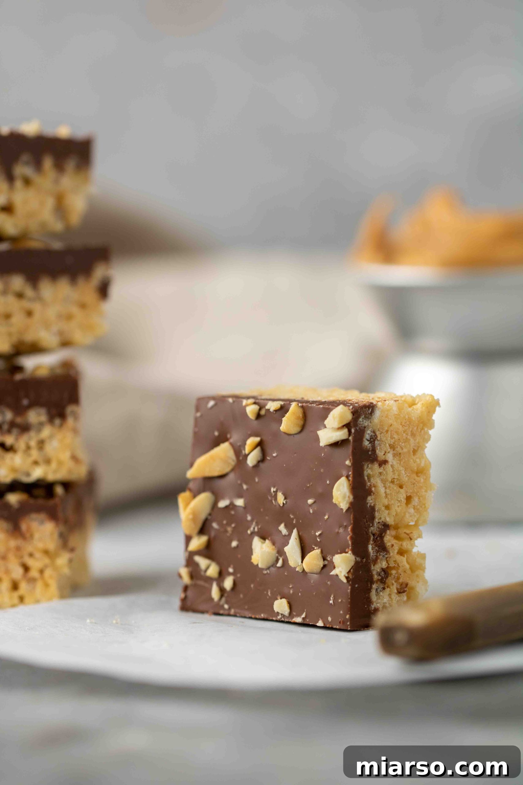 No-Bake Chocolate Peanut Butter Crispy Bars 2 Decadent chocolate peanut butter rice krispie treats