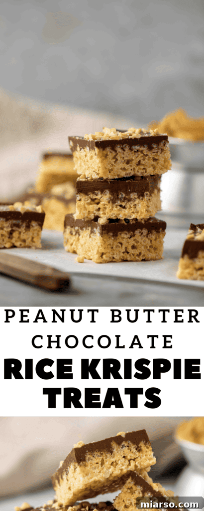 No-Bake Chocolate Peanut Butter Crispy Bars 20 A plate of chocolate peanut butter rice krispie treats