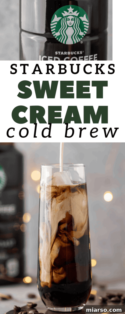Starbucks Velvety Vanilla Cold Brew 16 Pinterest collage featuring a glass of homemade Starbucks vanilla sweet cream cold brew, perfect for pinning.