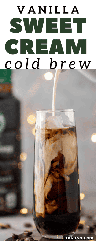 Starbucks Velvety Vanilla Cold Brew 17 Another Pinterest collage showcasing the delicious Starbucks sweet cream cold brew copycat recipe.