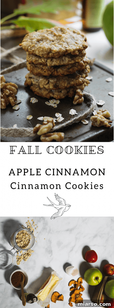 Cozy Apple Cinnamon Oat Cookies 6 Pin-worthy image of a single Apple Oatmeal Cookie with a bite taken out, showing its moist interior.
