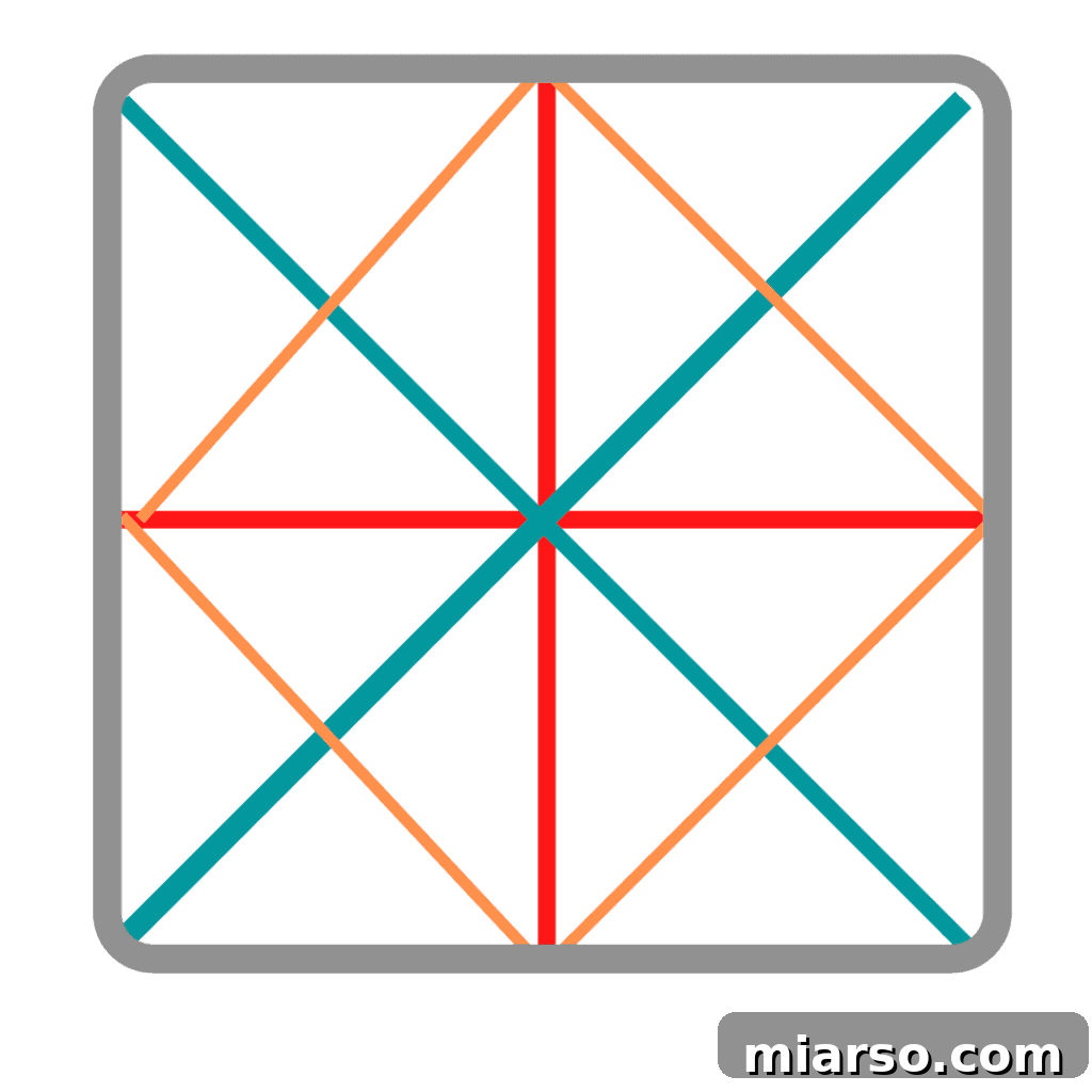 Diagram showing how to slice cranberry bliss bars into triangles using diagonal and cross-cut lines.