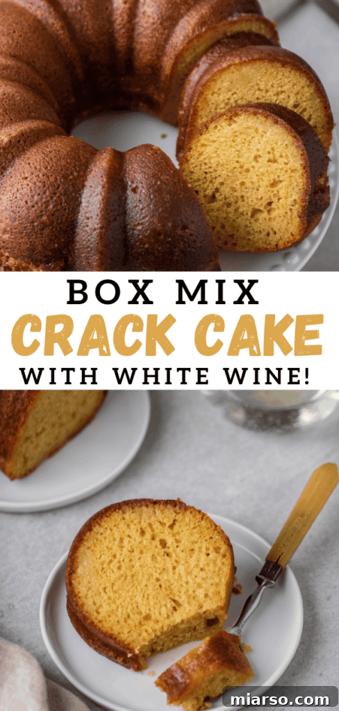 Crack cake with box mix on a white platter