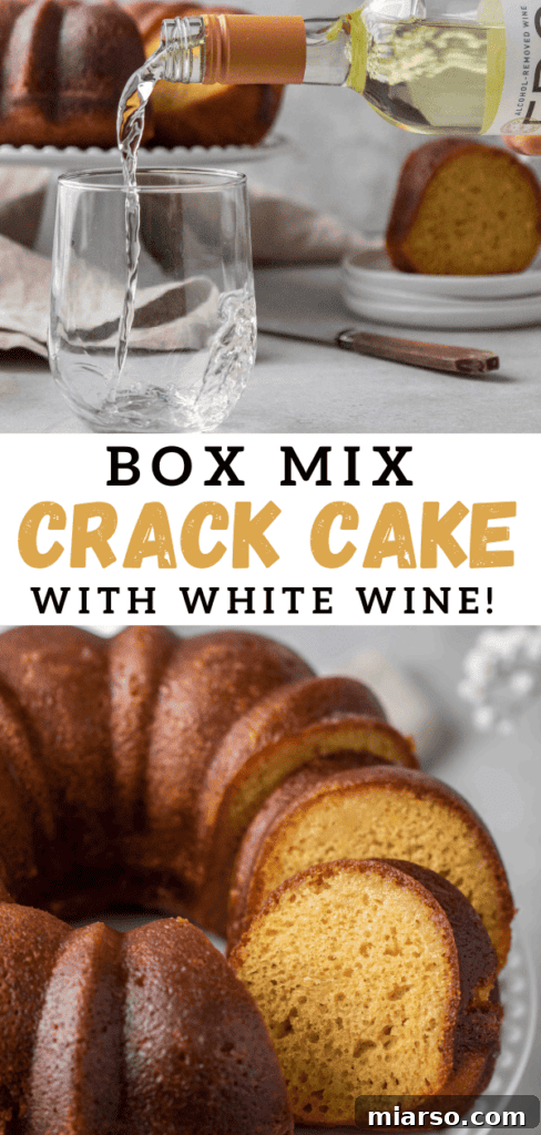 Crack cake with box mix, garnished with powder sugar