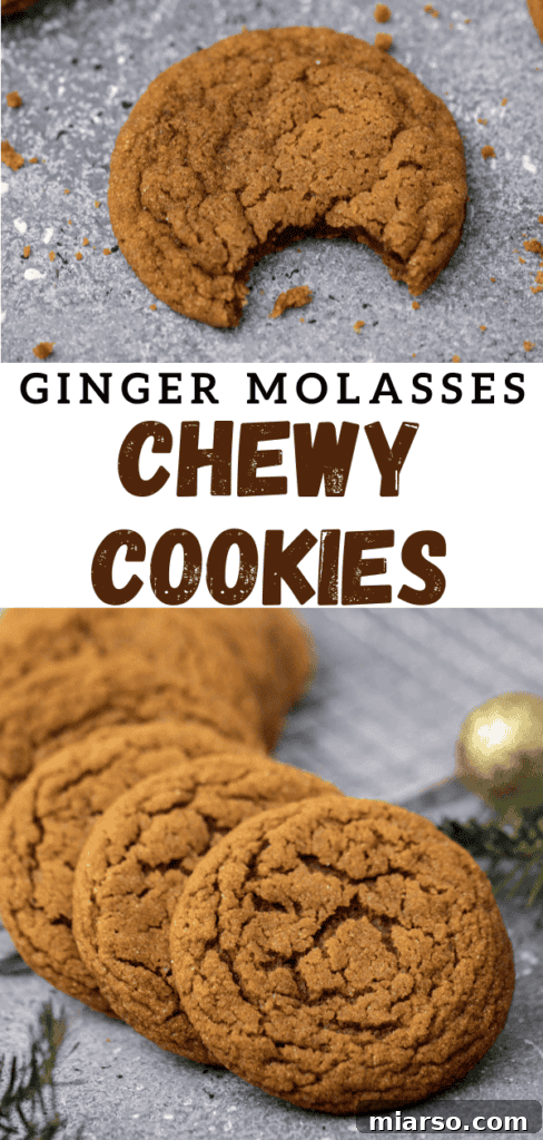 Perfectly Soft and Chewy Ginger Molasses Cookies 23 Ginger molasses cookies on a rustic wooden board, ready to be enjoyed.