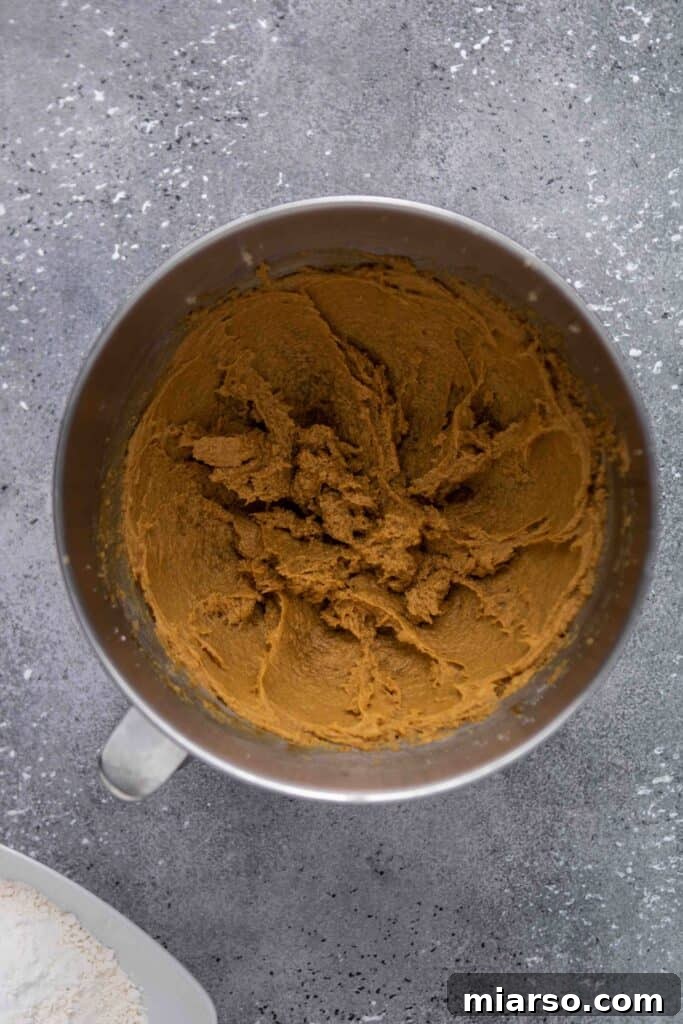 Perfectly Soft and Chewy Ginger Molasses Cookies 8 Step 4: Folding flour mixture until just combined