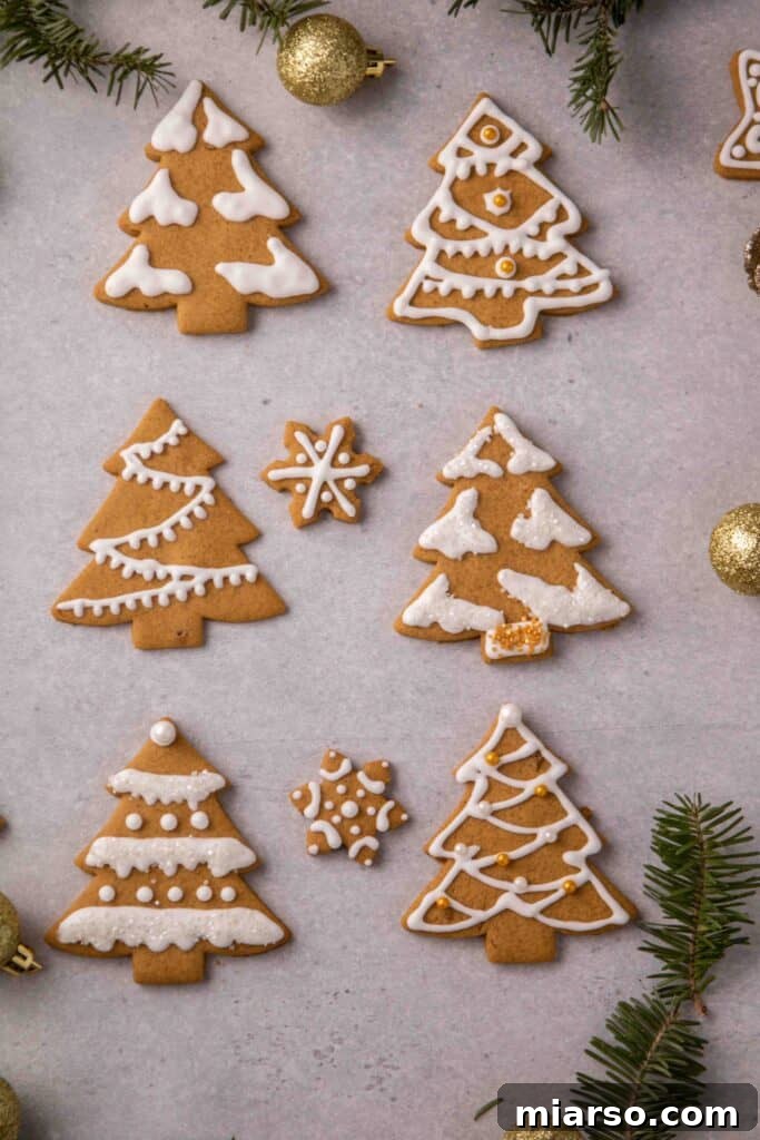 Decorated Christmas tree gingerbread cookies
