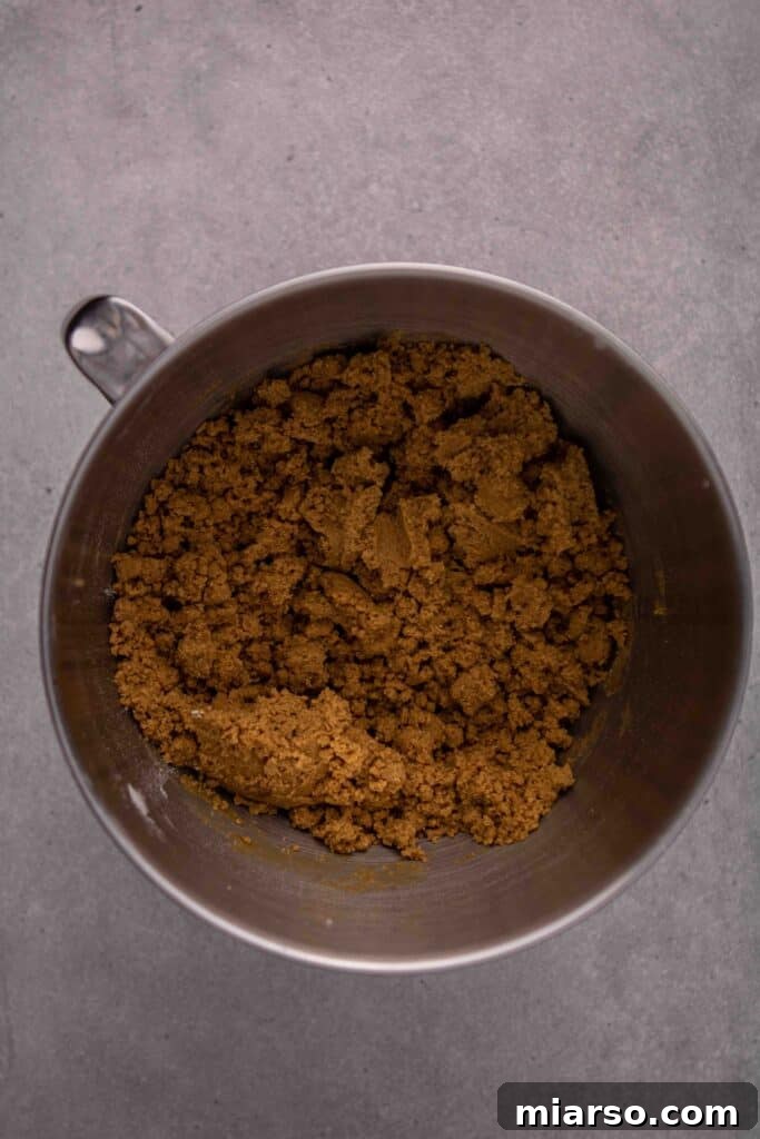 Crumbly gingerbread dough before pressing together