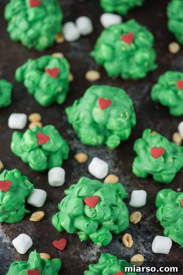 Grinch peanut cluster to make with kids