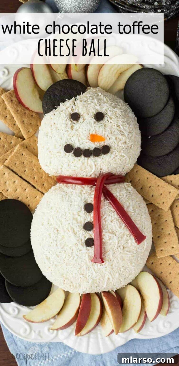 Snowman cheeseball, no bake