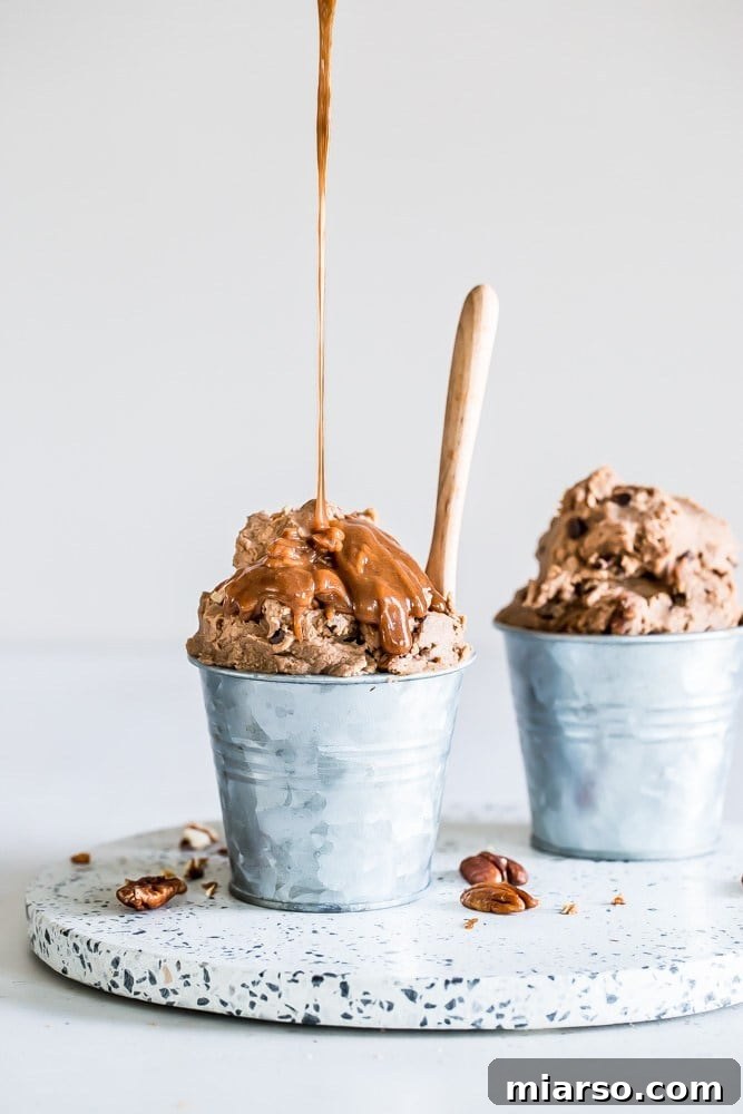 Pumpkin caramel pecan cookie dough in buckets