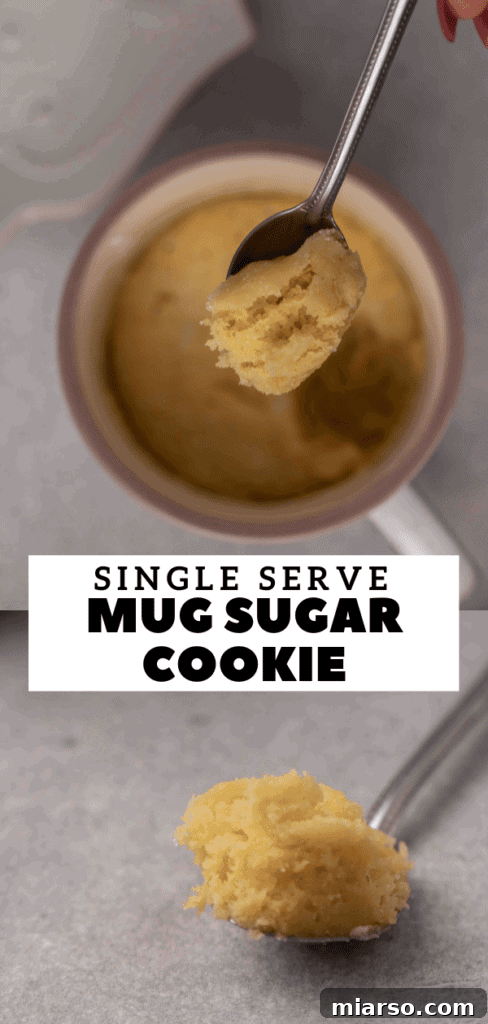 Pillowy Soft Mug Sugar Cookie Perfection 15 Appetizing image of a sugar cookie mug cake, ready for sharing.