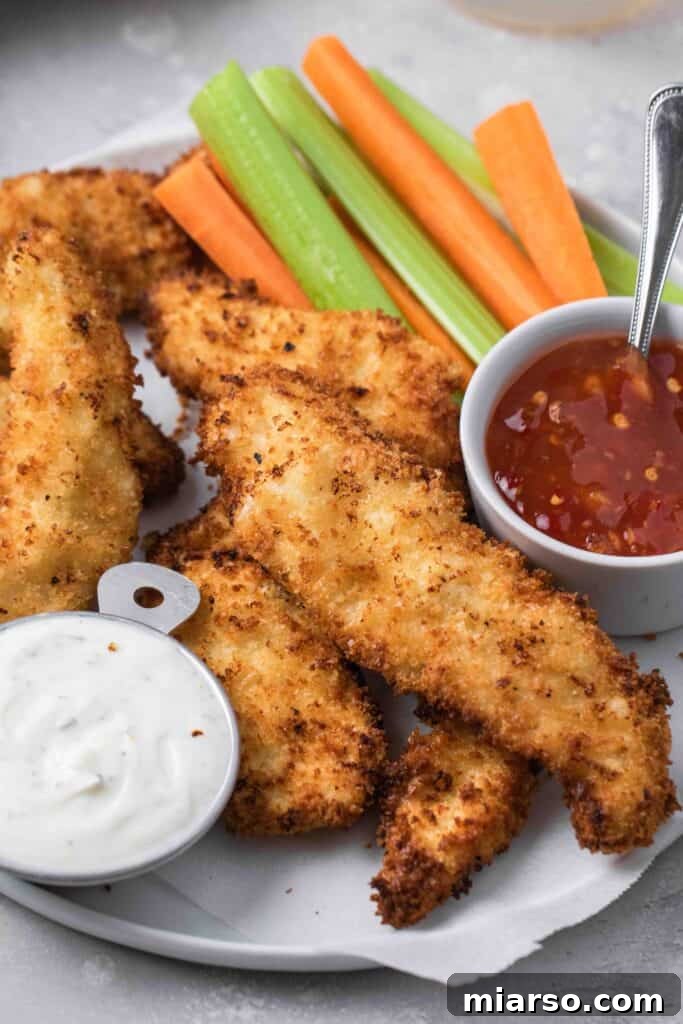 Crispy air fried chicken fingers