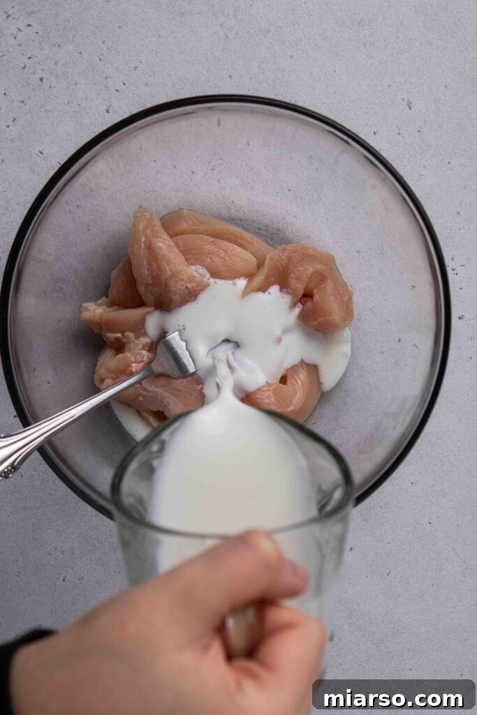 marinate the chicken tenders in buttermilk