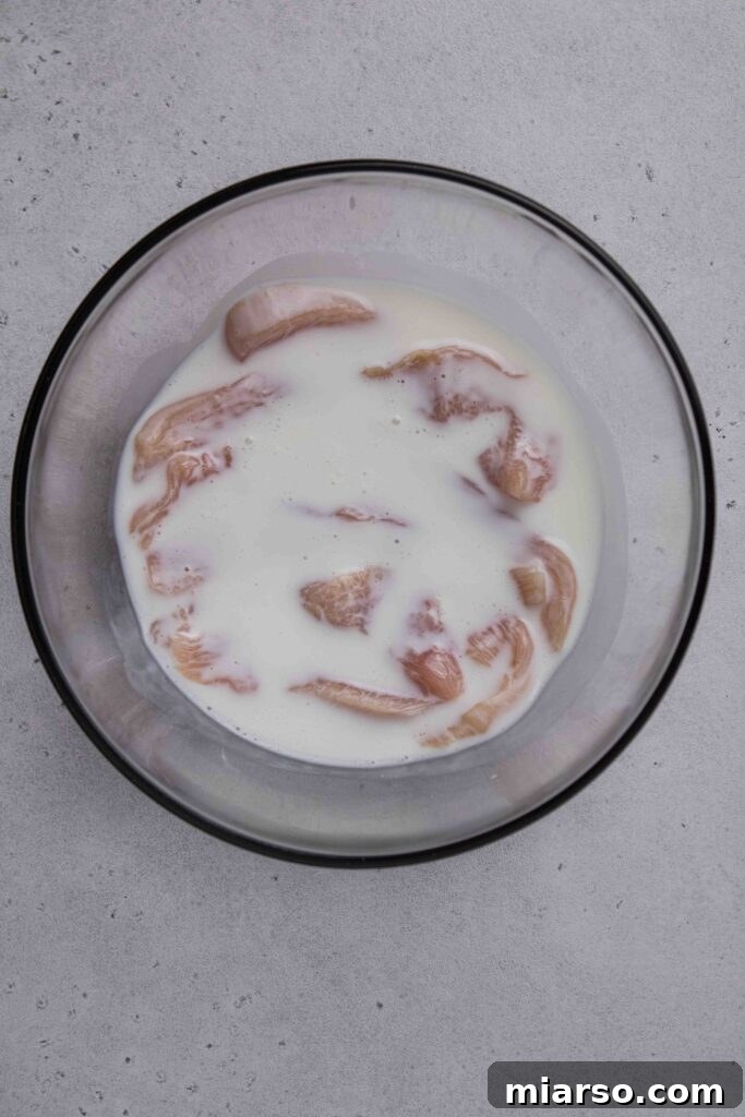 marinate the chicken tenders in buttermilk