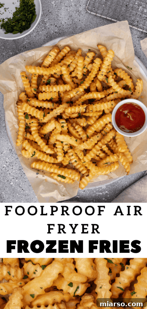 Frozen fries in Ninja Foodi cooking process pin
