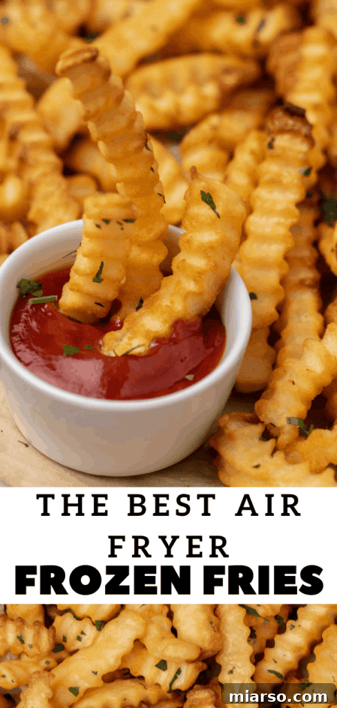 Easy air fryer frozen French fries with spicy dip pin