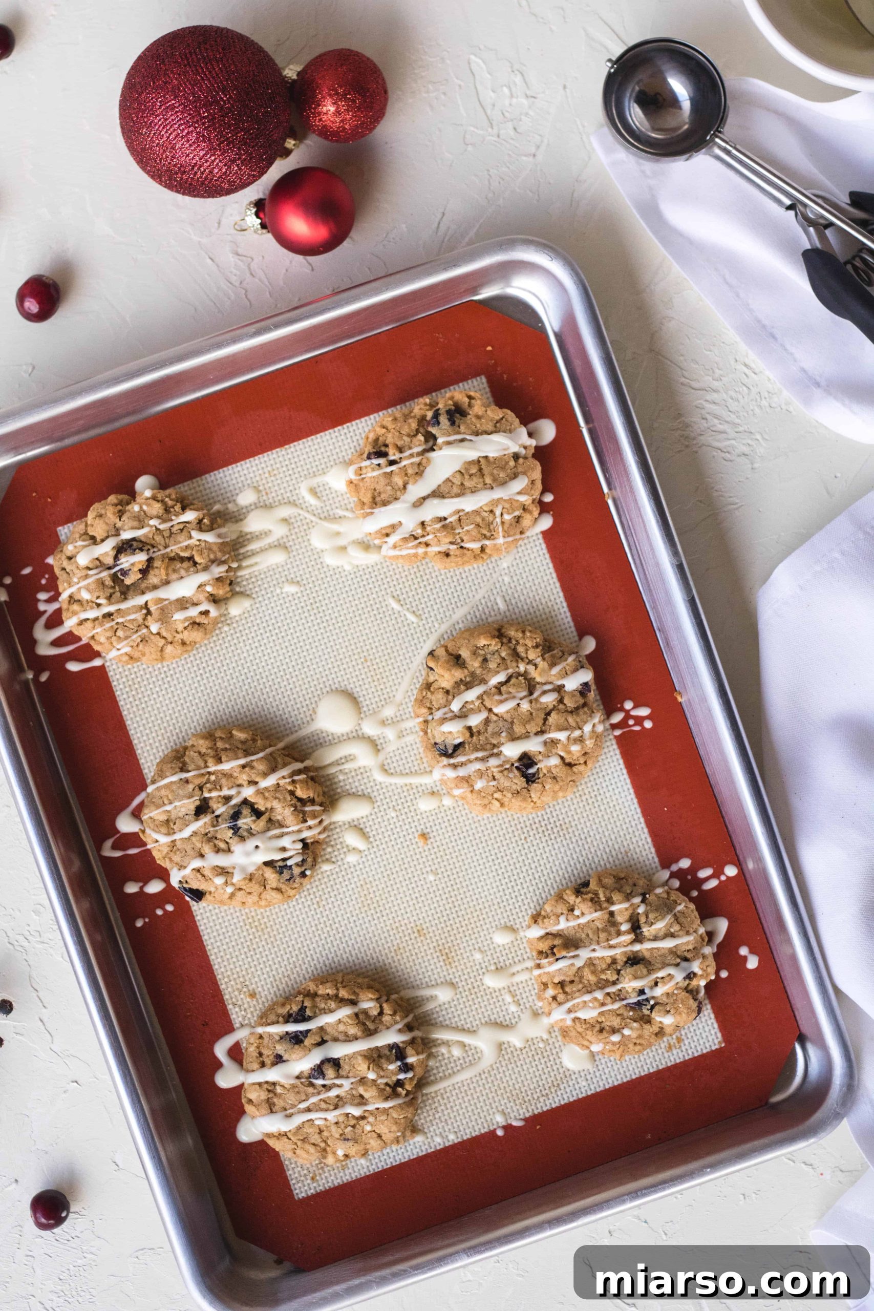 Cranberry cookies beautifully arranged for the holiday season
