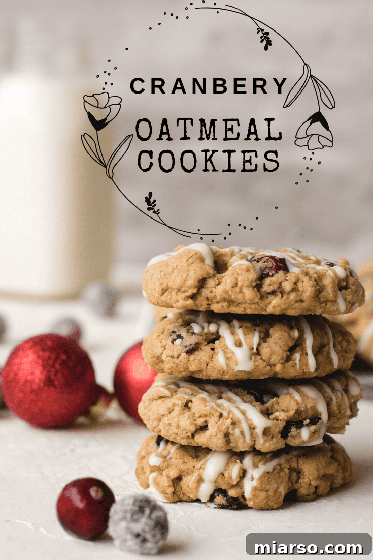 Pinterest graphic for cranberry oatmeal cookies, encouraging pinning