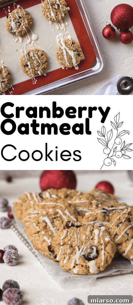 Another Pinterest graphic showcasing cranberry oatmeal cookies for holiday baking