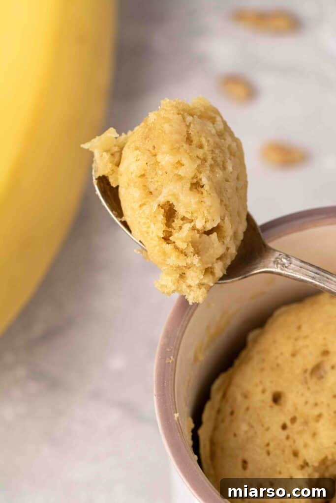 Ultimate Banana Bread Mug Cake Ready in Minutes 2 Close up of banana bread mug cake recipe