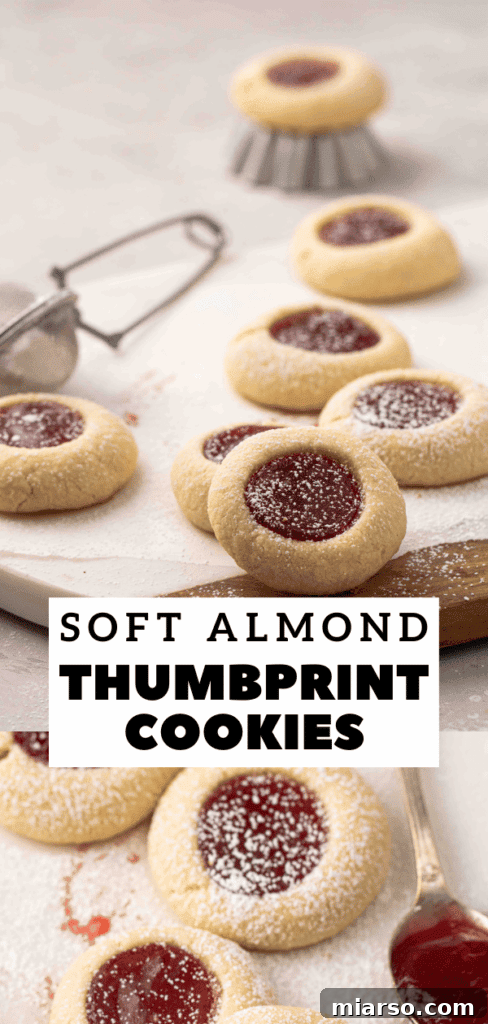 Jam-Kissed Almond Thumbprint Cookies 19 A collection of homemade almond flour thumbprint cookies, perfect for holidays